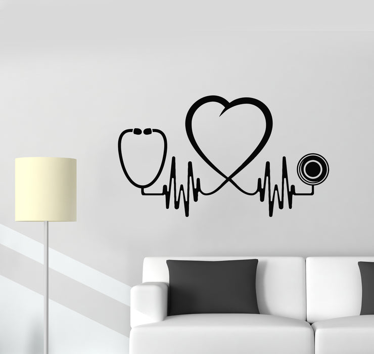 Vinyl Wall Decal Health Care Heartbeat Clinic Office Cardiogram Stickers Mural (g4916)