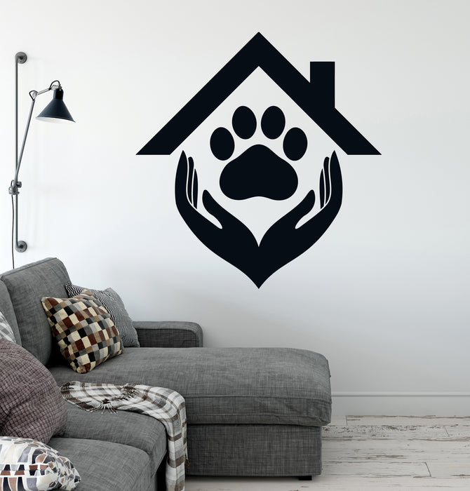 Hearth Vinyl Wall Decal Home Hands Roof Paw Stickers Mural (k176)