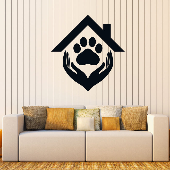 Hearth Vinyl Wall Decal Home Hands Roof Paw Stickers Mural (k176)