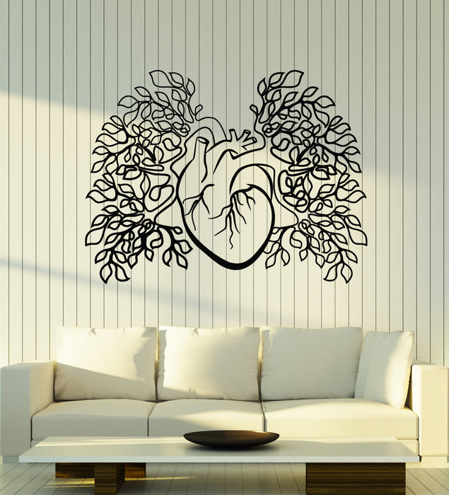 Vinyl Wall Decal Anatomical Heart Romance Leaves Nature Stickers Mural (g5962)