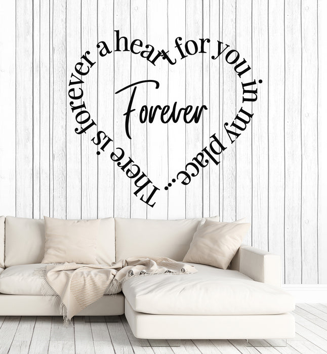 Vinyl Wall Decal Forever Heart Romance Decor Inspiring Quote Stickers Mural (g7560)