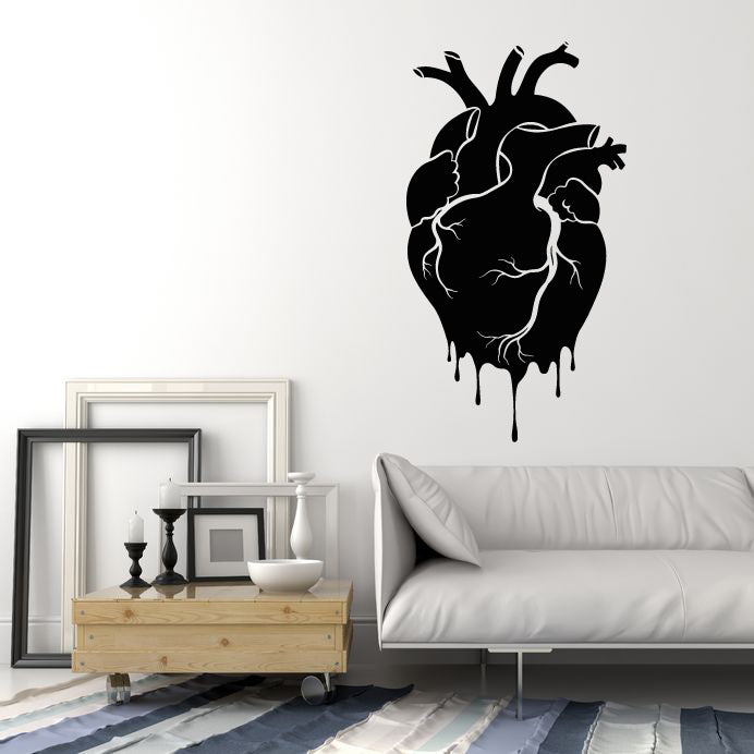 Виниловые наклейки на стену Анатомические реалистичные наклейки с каплями крови в виде человеческого сердца (g7162)