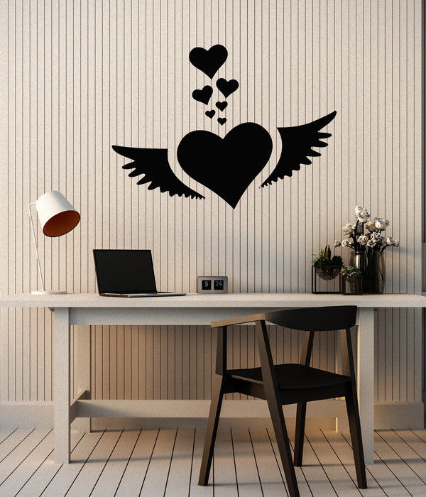 Vinyl Wall Decal Heart Wings Romance Love Decoration Stickers Mural (g7558)