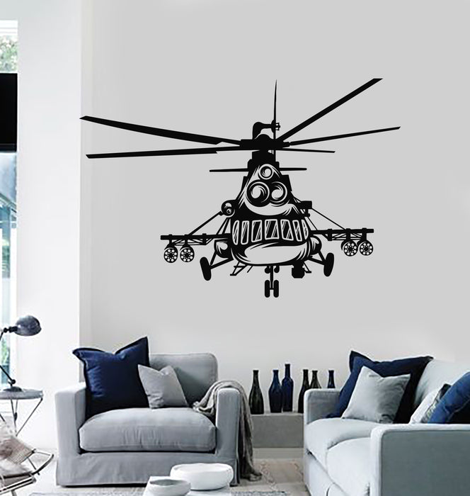 Vinyl Wall Decal Helicopter MIlitary Army Air Force War Boys Room Stickers Mural (g5007)