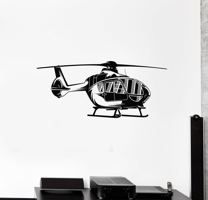 Vinyl Wall Decal Helicopter Air Boys Kids Room Aviation Stickers Mural (g3790)