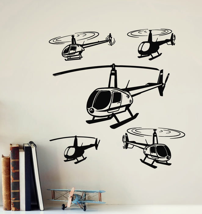 Vinyl Wall Decal Helicopters Military Aviation Boys Room Decor Stickers Mural (g7808)