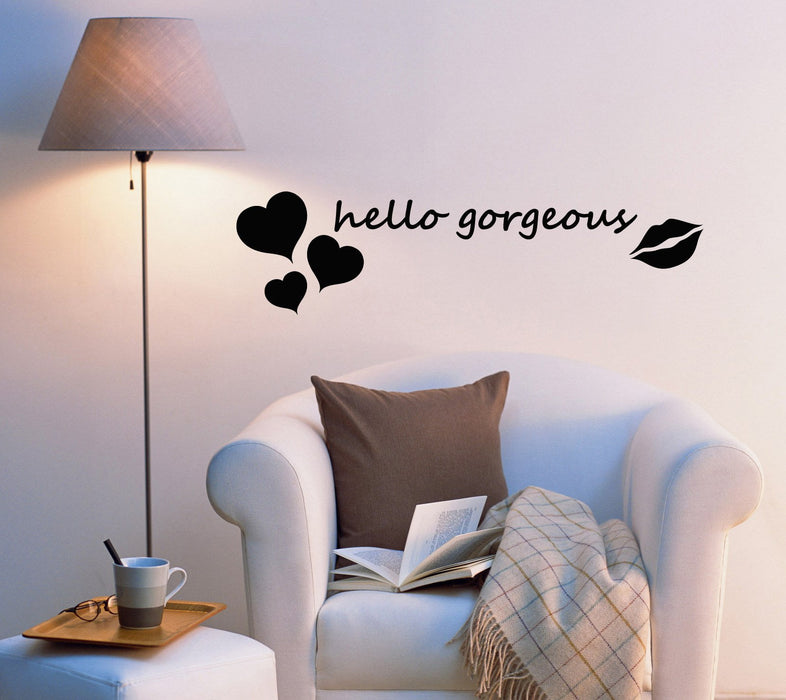 Vinyl Wall Decal Stickers Hello Gorgeous Quote Words Inspiring Letters ig5377 (22.5 in x 6 in)