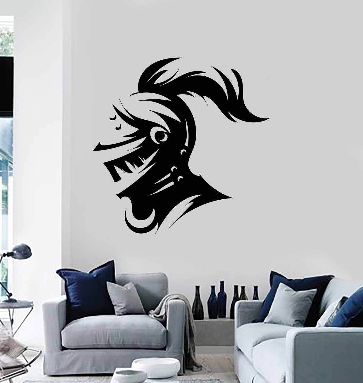 Vinyl Wall Decal Medieval Knight Head Warrior Helmet Interior Stickers ...