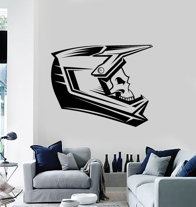 Vinyl Wall Decal Motocross Helmet Skull Extreme Sports Stickers Mural (g5349)