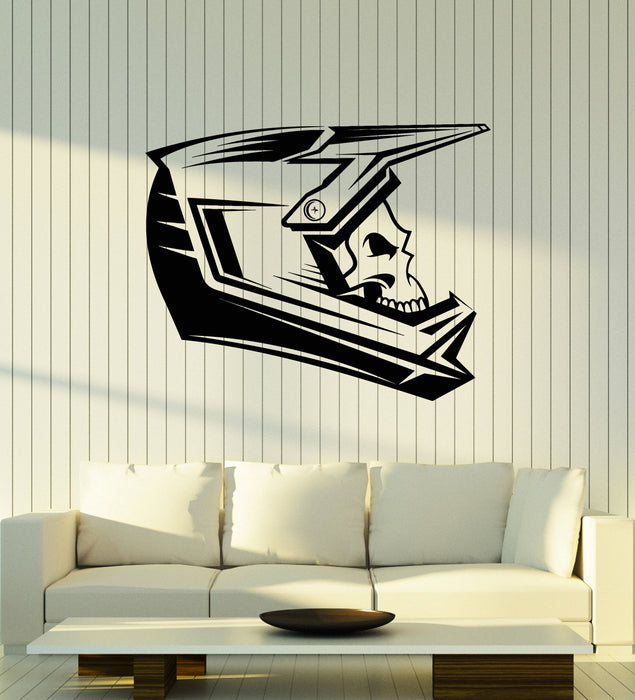 Vinyl Wall Decal Motocross Helmet Skull Extreme Sports Stickers Mural (g5349)