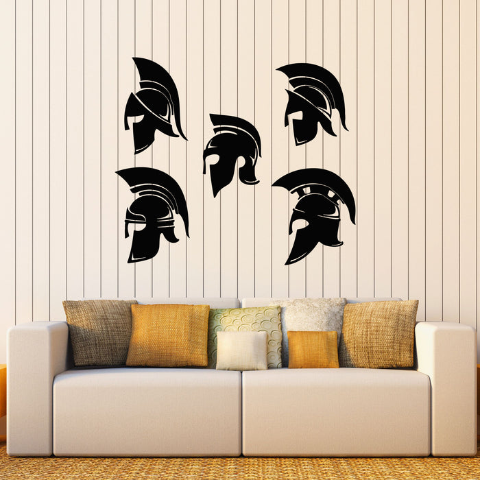 Vinyl Wall Decal Spartan Helmet Set Warrior Military Decor Stickers Mural (g8212)