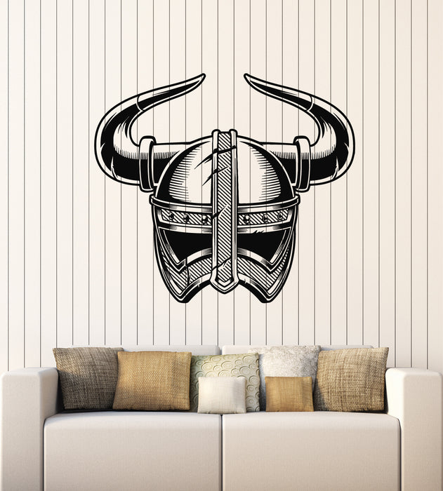 Vinyl Wall Decal Scandinavian Viking Warrior Helmet Horns Stickers Mural (g5491)