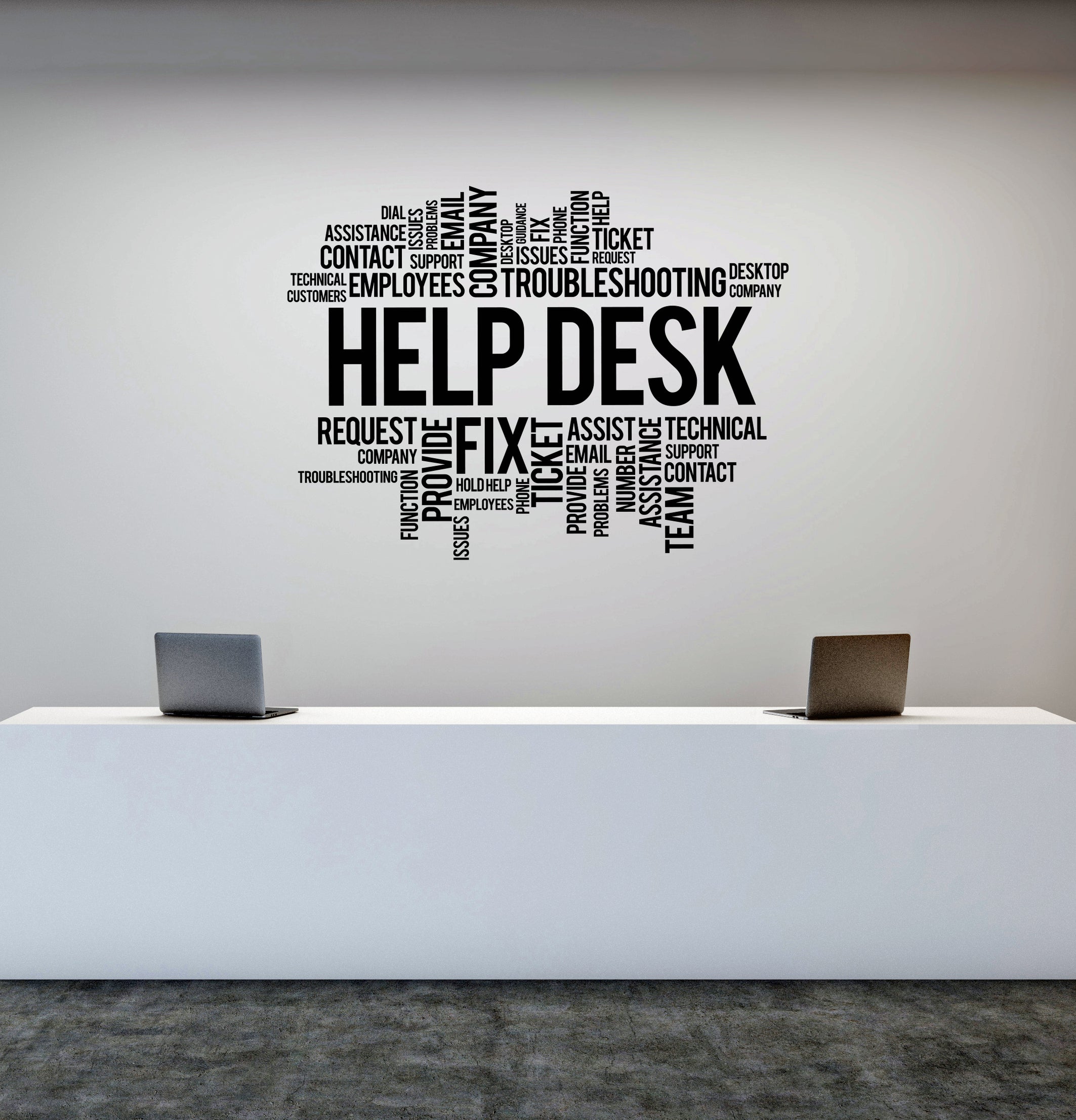Help Needed Stickers Vinyl Wall Decal Help Desk Business Office Company Space Stickers Mura ...