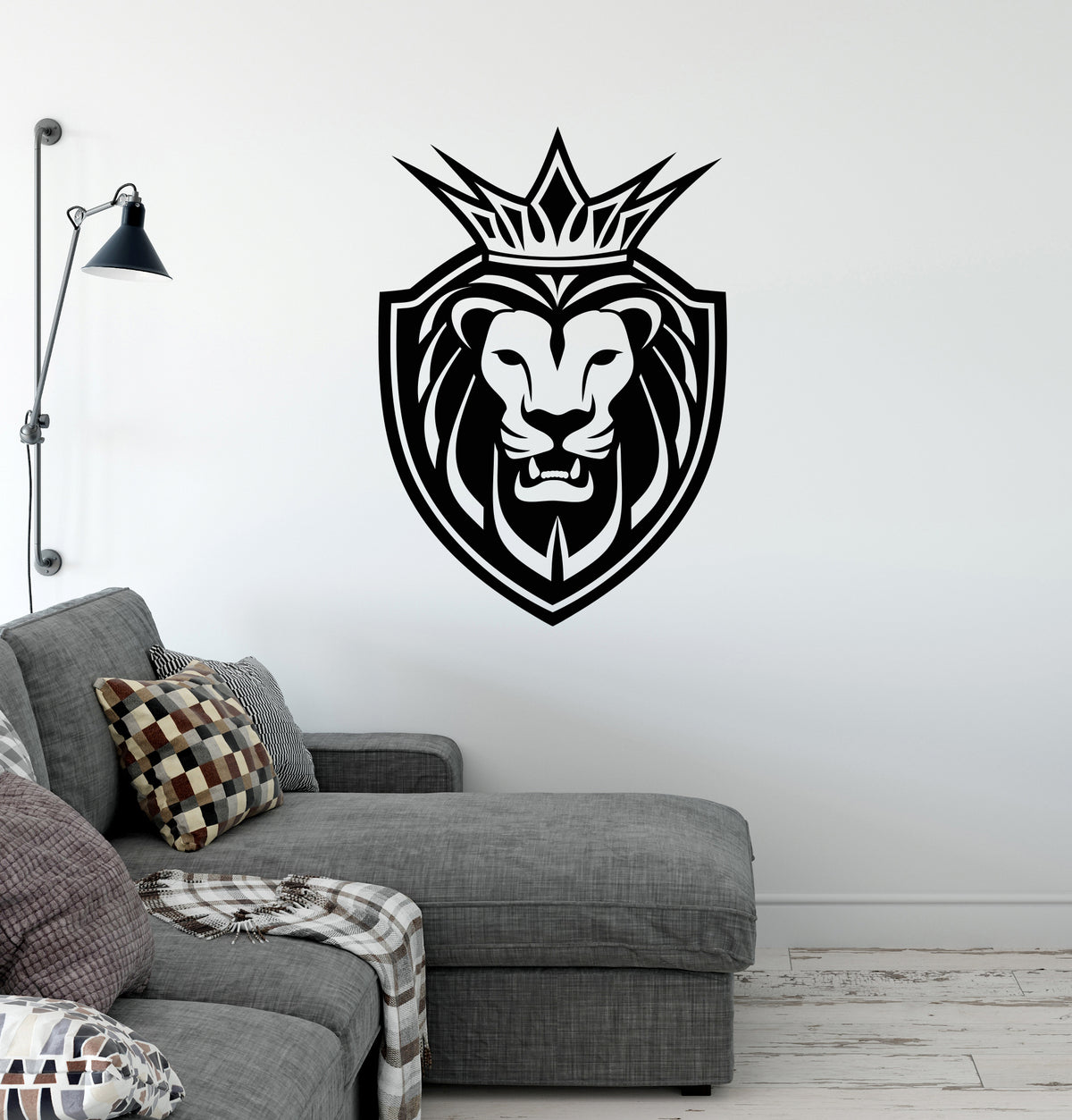 Vinyl Wall Decal Heraldic Lion Crown Animal Man Cave Decor Stickers Mu ...