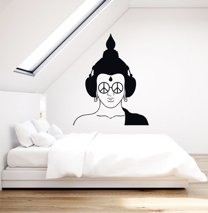 Vinyl Wall Decal Hippie Buddha Headphones Peace Sunglasses Stickers Mural (ig5241)