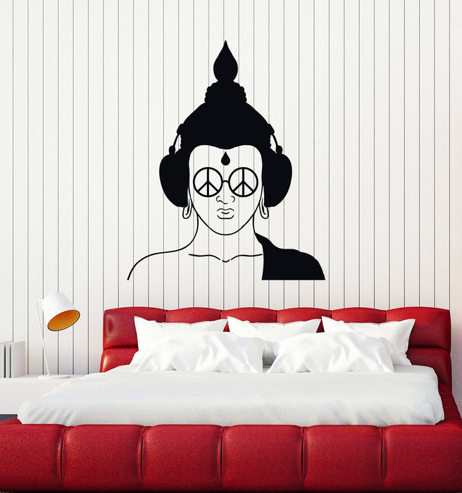 Vinyl Wall Decal Hippie Buddha Headphones Peace Sunglasses Stickers Mural (ig5241)