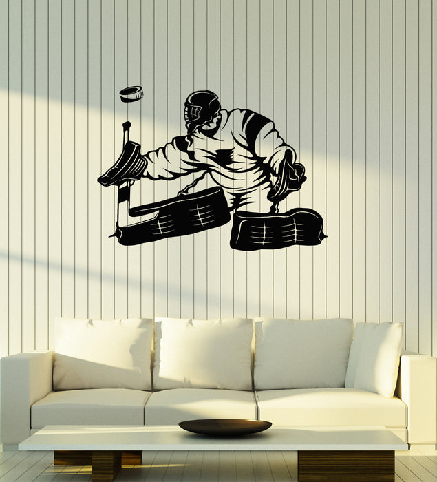 Vinyl Wall Decal Hockey Goalkeeper Player Sports Fan Man Cave Stickers Mural (ig6155)