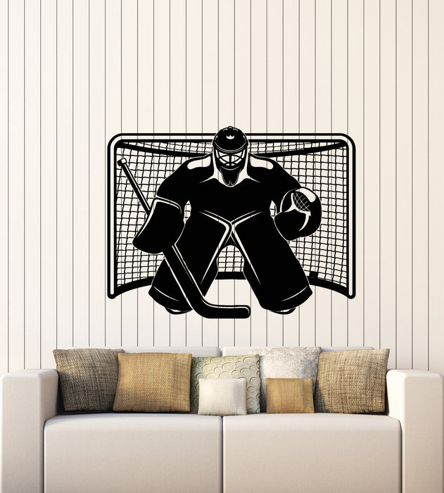 Vinyl Wall Decal Ice Hockey Goalkeeper Player Sports Man Cave Stickers Mural (g2150)