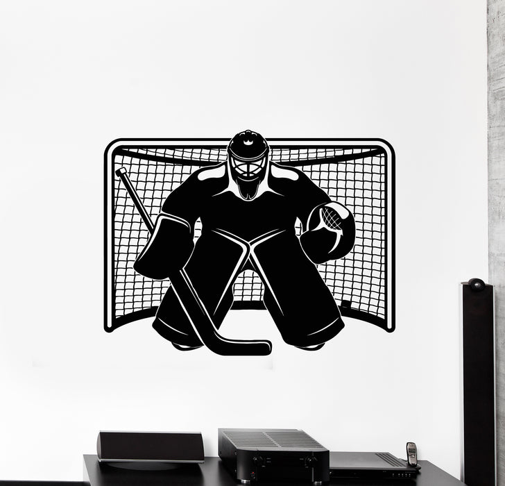 Vinyl Wall Decal Ice Hockey Goalkeeper Player Sports Man Cave Stickers Mural (g2150)