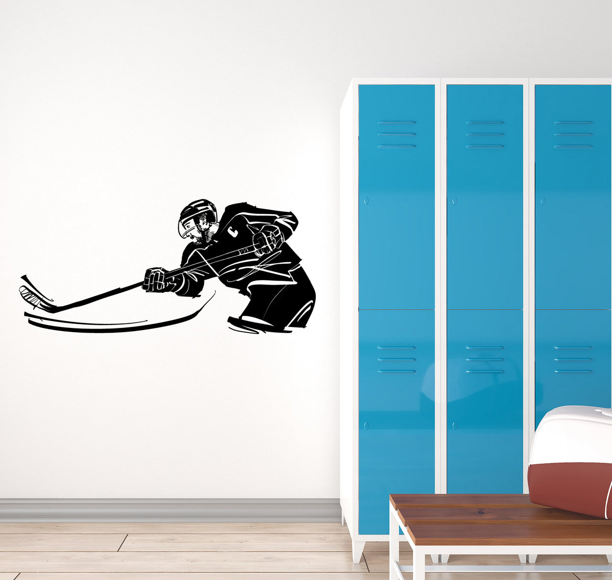 Hockey Vinyl Wall Decal Sport Stick Puck Game Stickers Mural (k269