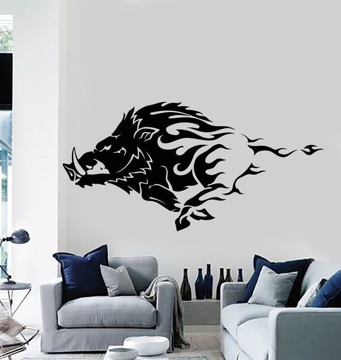 Vinyl Wall Decal Wild Boar Angry Pig Tribal Animal Decor Stickers Mural (g2618)
