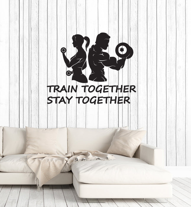 Vinyl Wall Decal Home Gym Couple Fitness Bodybuilding Sports Quote Art Stickers Mural (ig5574)