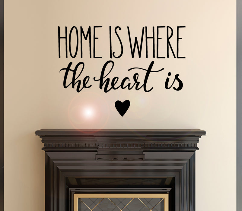 Vinyl Wall Decal Inspiring Quote Home Is Where The Heart Is Stickers Mural 22.5 in x 16 in gz161
