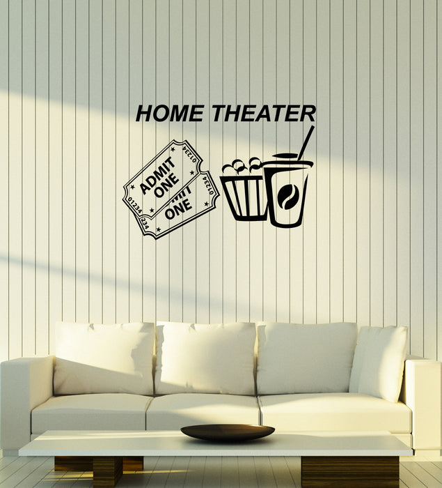 Vinyl Wall Decal Home Theater Tickets Popcorn Cinema Movie Room Interior Stickers Mural (ig6010)