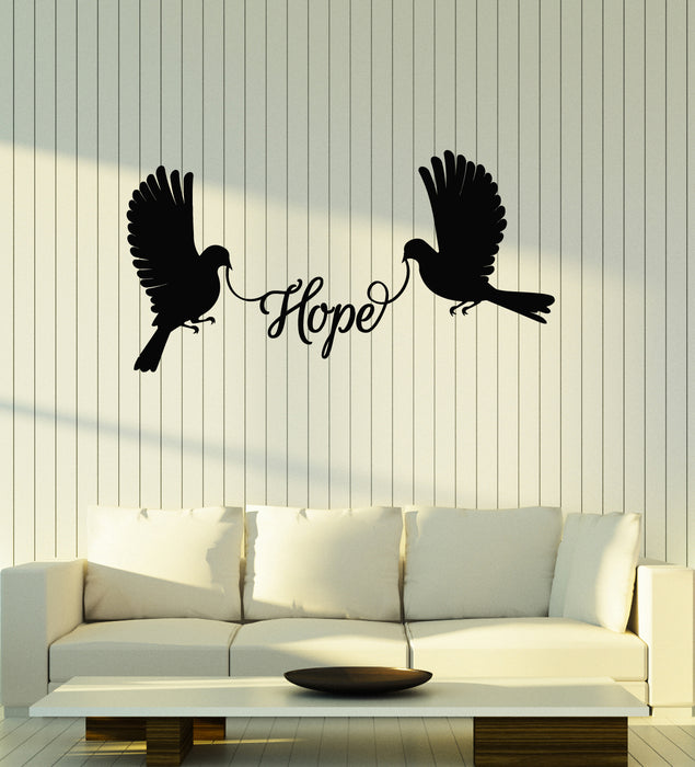 Autocollant mural en vinyle Couple de colombes volantes Espoir Mots inspirants Autocollants Mural (g7700)