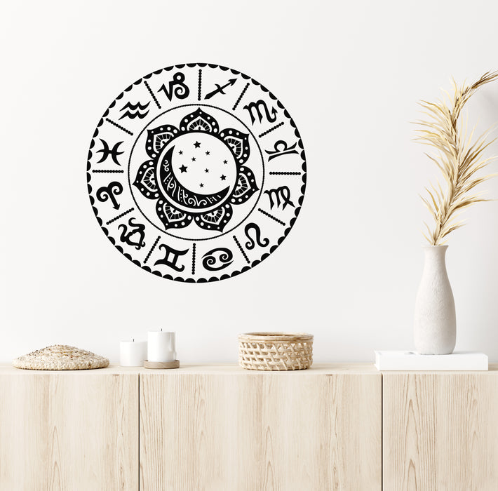 Vinyl Wall Decal Zodiac Sign Horoscopes Sun Moon Symbols Stickers Mural (g4682)