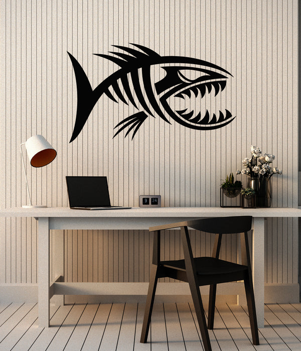 Vinyl Wall Decal Marine Ocean Sea Art Horror Fish Bones Skull Stickers Mural (g6750)