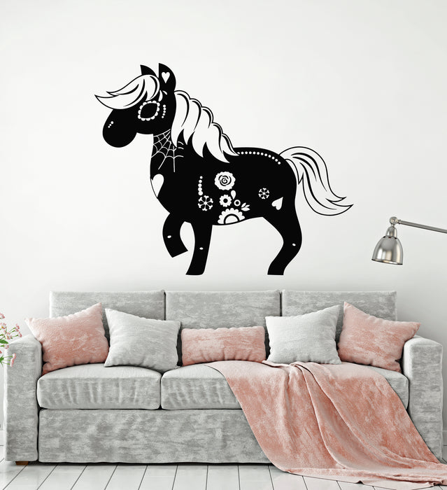 Vinyl Wall Decal Day Of The Dead Horse Drawing Carnival Skull Stickers Mural (g1796)
