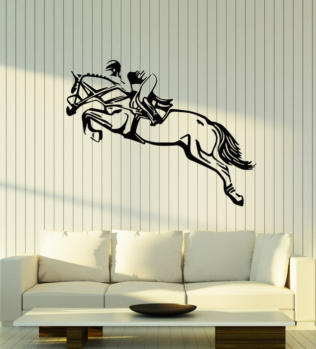 Vinyl Wall Decal Animal Horse Race Stallion Jockey Jump Horseback  Stickers Mural (g2336)