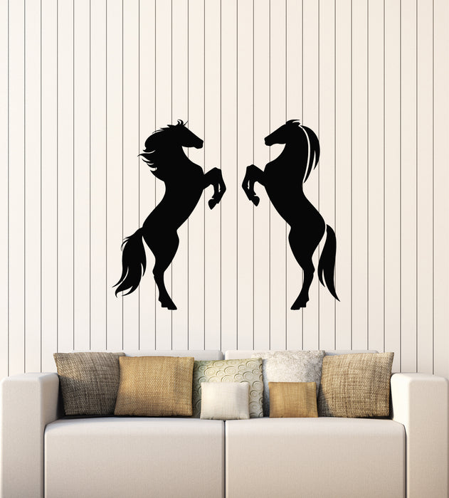 Vinyl Wall Decal Two Horses Animals Ornament Racing Mustang Stickers Mural (g1606)