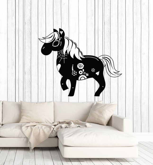 Vinyl Wall Decal Day Of The Dead Horse Drawing Carnival Skull Stickers Mural (g1796)