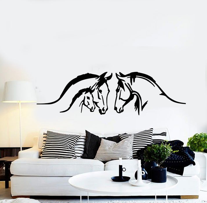 Vinyl Wall Decal Beautiful Horses Family Animal House Pets Stickers Mural (g761)