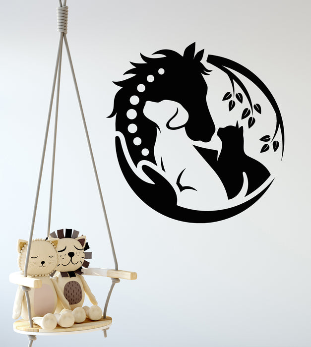 Vinyl Wall Decal Horse Dog Cat Animal Pets Clinic Health Logo Stickers Mural (g7888)
