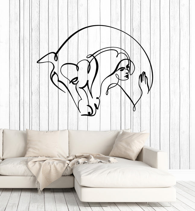 Vinyl Wall Decal Abstract Beautiful Horse Girl Woman Animal Stickers Mural (g3048)