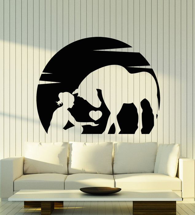 Vinyl Wall Decal Abstract Beautiful Horse Girl Animals Heart Love Stickers Mural (g5376)
