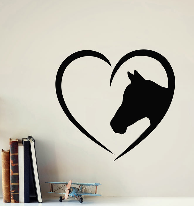 Vinyl Wall Decal Abstract Horse Heart Shape Romance Symbol Stickers Mural (g7884)