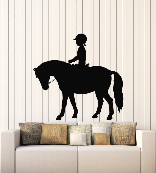 Vinyl Wall Decal Silhouette Horse Girl Rider Riding Children's Equestrian Center Stickers Mural (g7042)