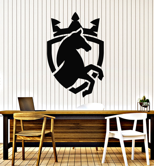 Vinyl Wall Decal Animal Horse King Crown Shield Outline Stickers Mural (g6454)