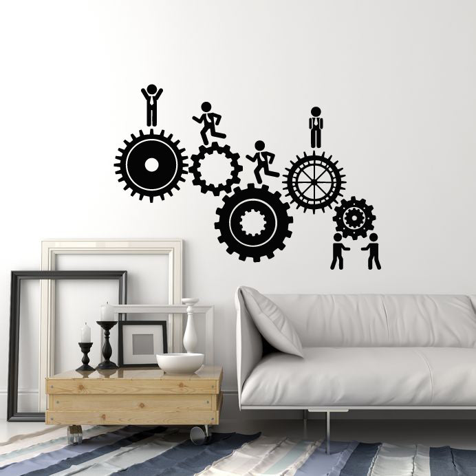 Vinyl Wall Decal HR Gears Teamwork Office Space Business Workers Stickers Mural (g2690)