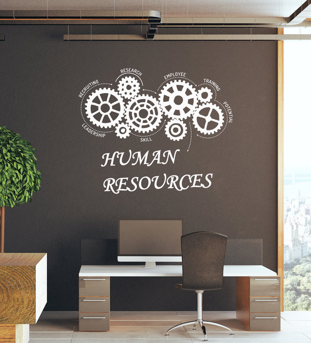 Vinyl Wall Decal Human Resources HR Gears Art Department Manager Office Room Stickers Mural (ig6251)