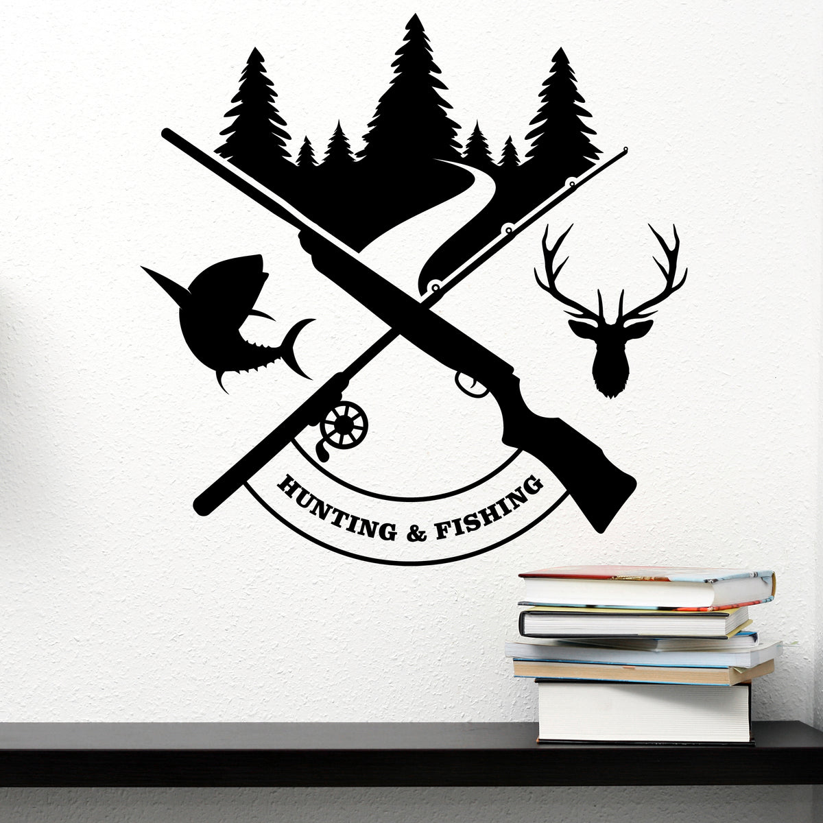 Hunting And Fishing Vinyl Wall Decal Hobby Wild Animals Nature Stickers  Mural (k047)