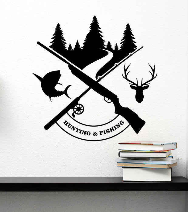 Hunting And Fishing Vinyl Wall Decal Hobby Wild Animals Nature Stickers Mural (k047)