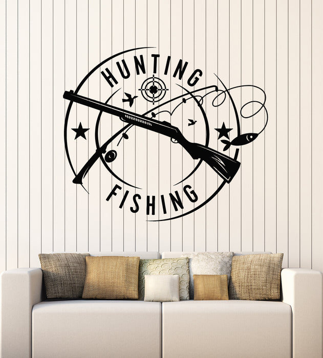 Vinyl Wall Decal Hunting Fishing Club Store Man's Hobby Stickers Mural (g5147)