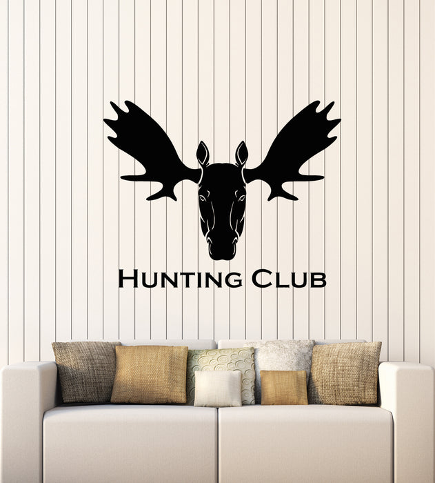 Vinyl Wall Decal Deer Moose Horn Head Animal Hunting Club Stickers Mural (g3293)