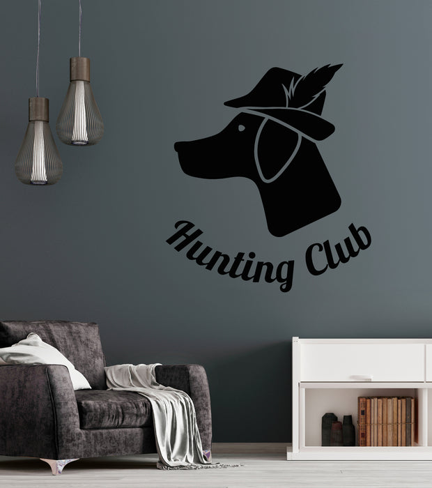 Vinyl Wall Decal Hunting Club Dog Head Hunters Hobby Interior Stickers Mural (g8437)