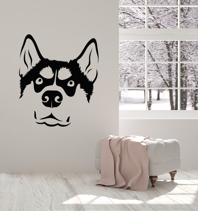 Vinyl Wall Decal House Dog Head Pet Husky Animal Kids Room Stickers Mural (g4528)